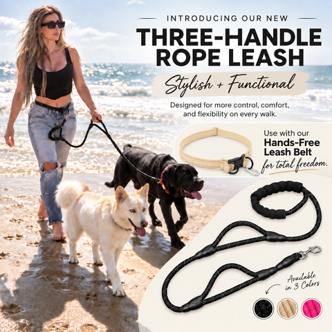 Rope Leash - Three Handles - 5ft.