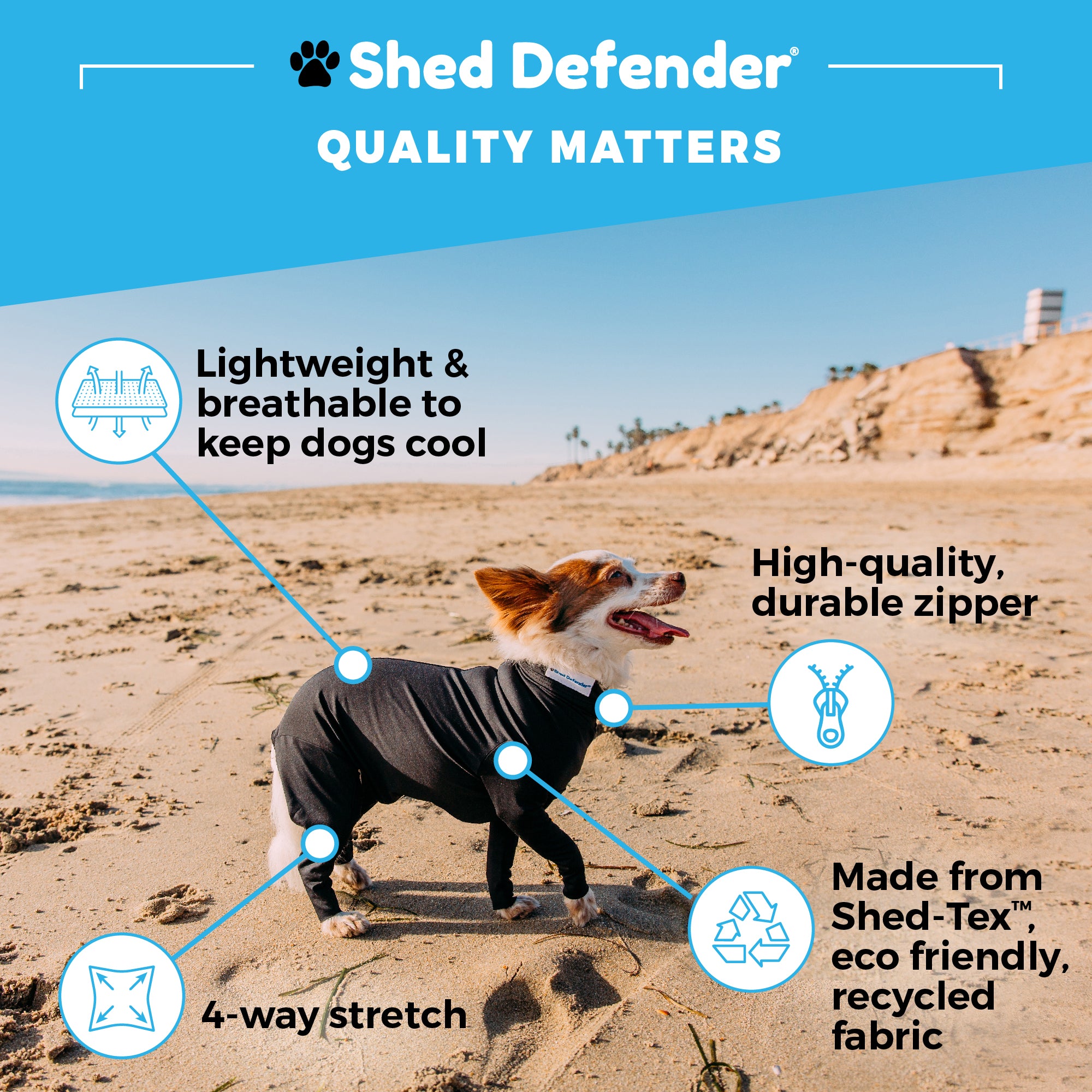 Shed Defender® Original Dog Onesie Contains Shedding, Use PostSurgery